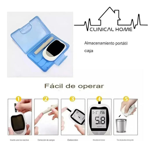 Glucómetro Digital IVD + Termómetro + Oxímetro Clinical Home Azul
