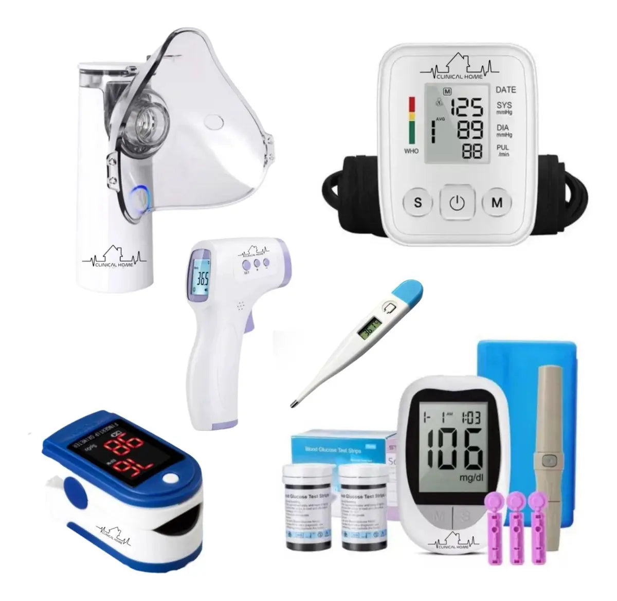 Medidor De Presion + Nebu + Glucometro Set Medico Termo Oxim