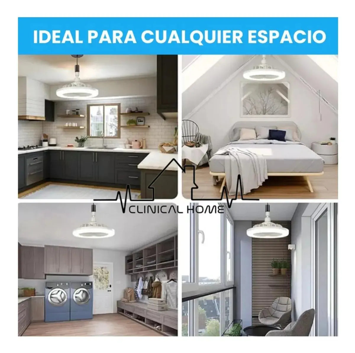 2 Pz Lampara Ventilador 360° techo led multifuncional control cantidad de Aspas