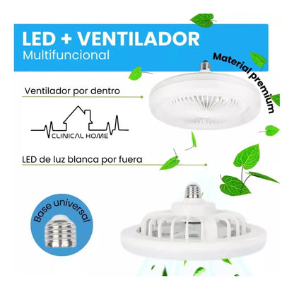2 Pz Lampara Ventilador Techo Led Multifuncion E27 Fija