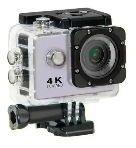 Camara Deportiva 4k Hd Wifi Control Sumergible Tipo Go Pro Plateado