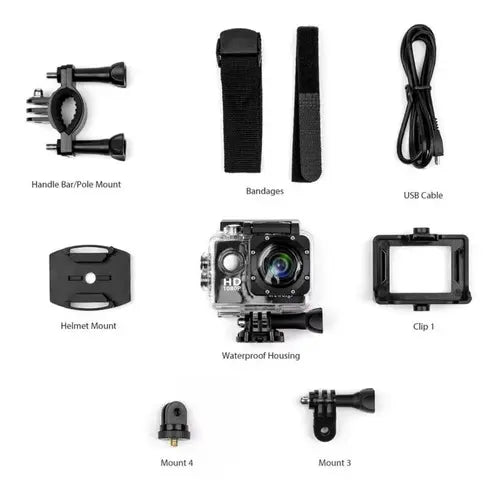 Camara Sports Fullhd Dv Sumergible 30m 1080p Similar Go Pro Plateado