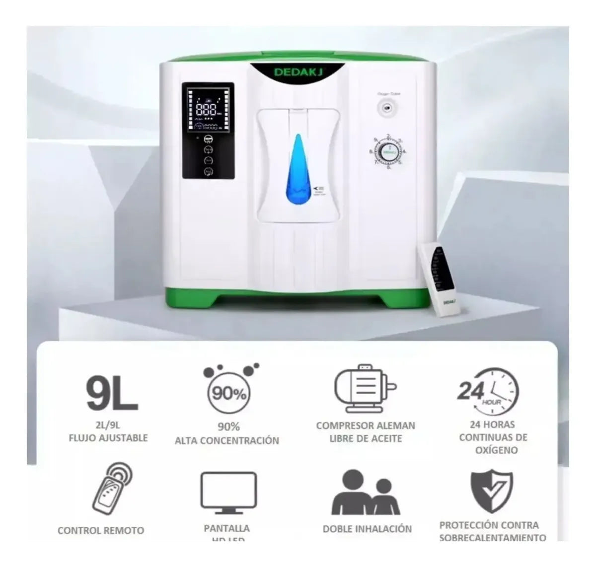Concentrador De Oxigeno 9 Litros Con Control Clinical Home
