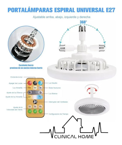 Lampara Ventilador De Techo Led Multifuncion 360 Control