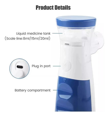 Nebulizador Ultrasónico Clinical Home Nebulizador+ con Oxímetro — Azul