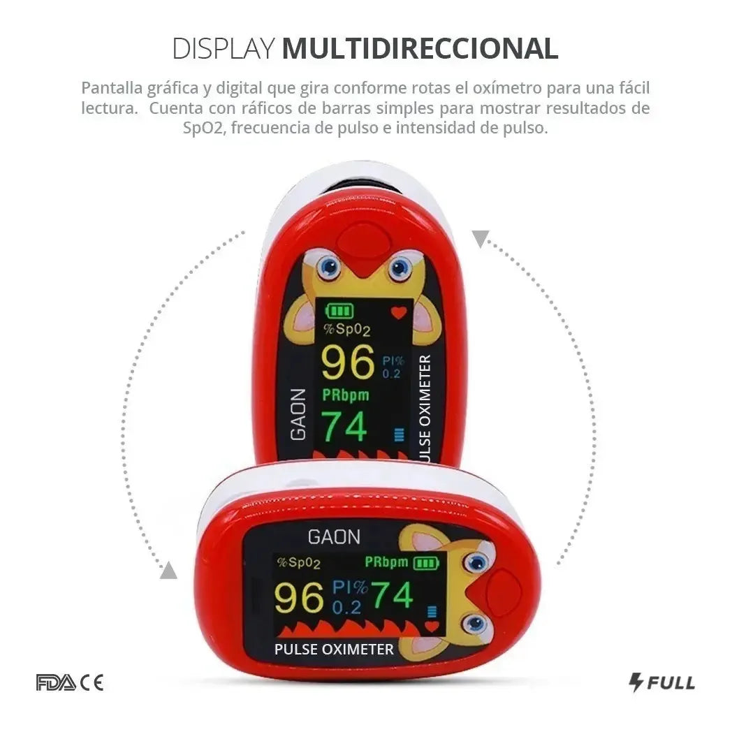 Oxímetro Pediátrico Digital Portátil Recargable Rojo