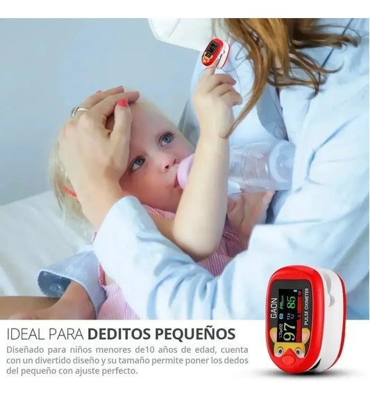 Oxímetro Pediátrico Digital Portátil Recargable Rojo