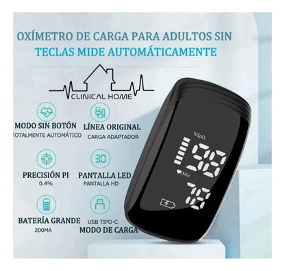 Termómetro Infrarrojo Digital + Oximetro Recargable Negro