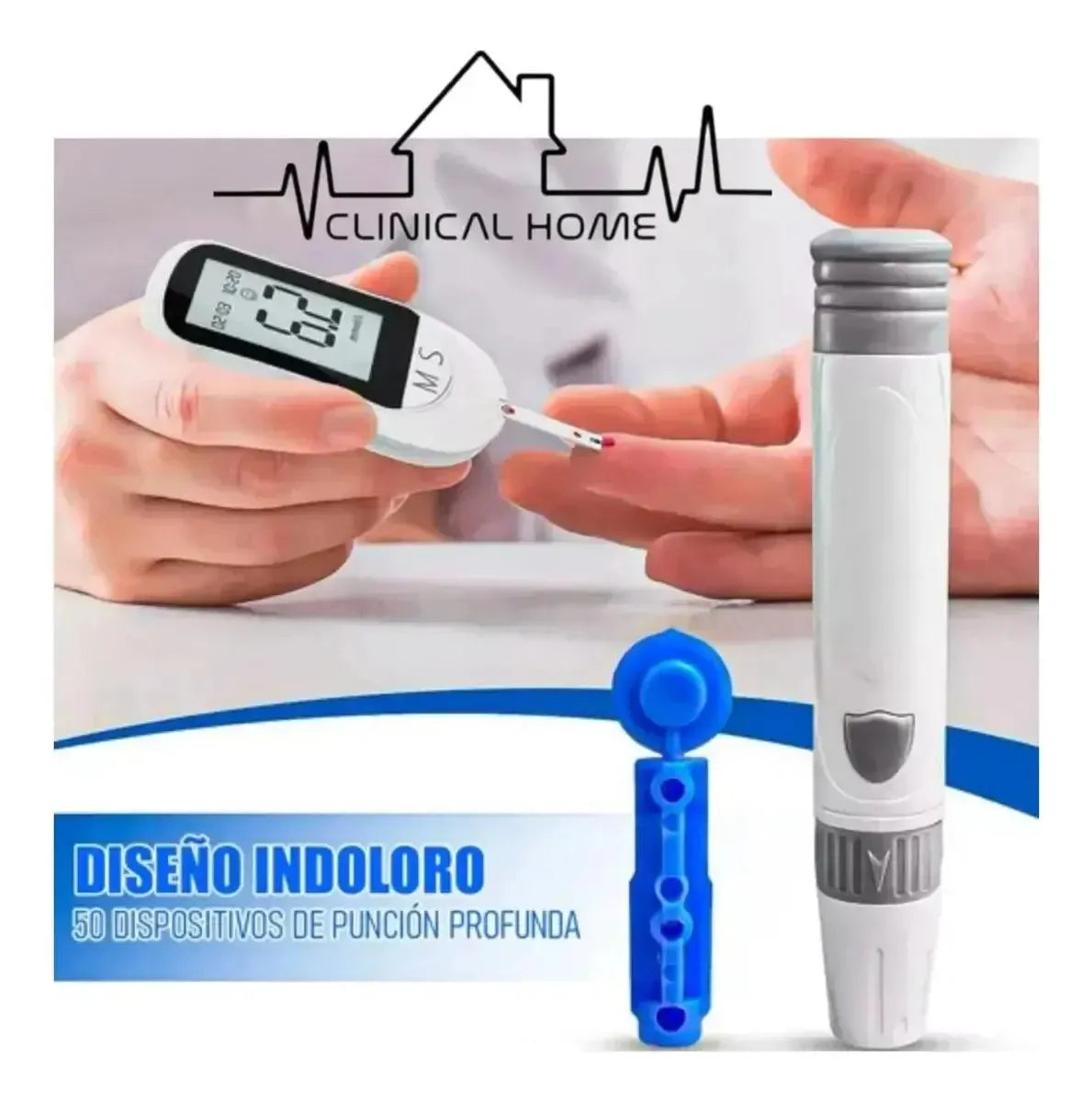 Kit Clinical Home Glucómetro Digital + Medidor de Presión Arterial + Oxímetro Blanco/Negro
