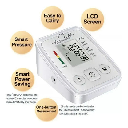 Kit Glucómetro Digital + Oxímetro de Pulso + Monitor de Presión para Brazo Blanco