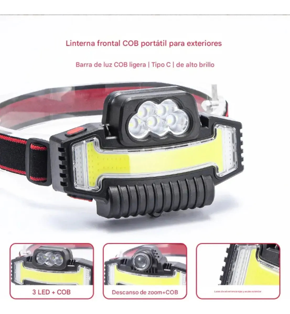 Lampara De Cabeza Recargable Para Exteriores Frontal