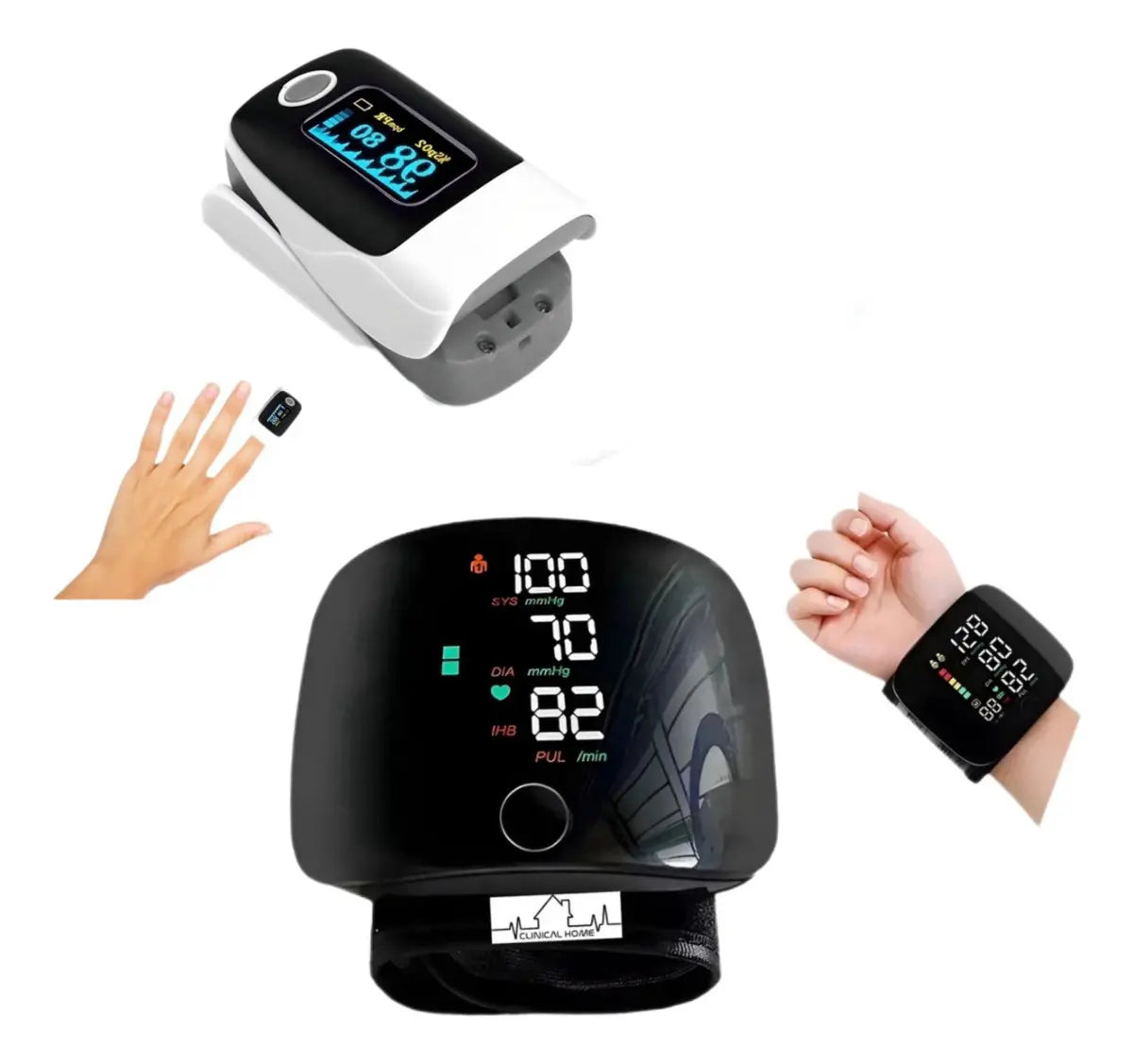 Medidor De Presion De Muñeca Negro + Oximetro Recargable Usb