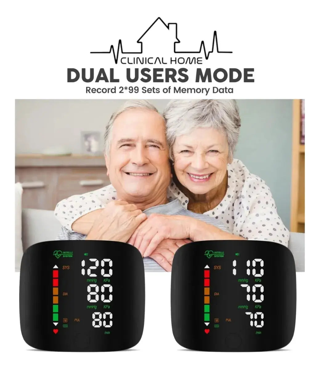 Muñeca Medidor Presión Arterial Negro Led Clinical Home