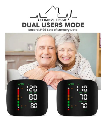 Muñeca Medidor Presión Arterial Negro Led Clinical Home