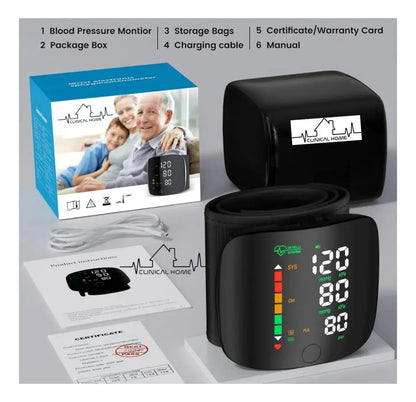 Muñeca Medidor Presión Arterial Negro Led Clinical Home