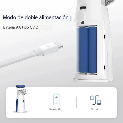 Nebulizador Ultrasónico Portátil Mesh Silencioso Inalámbrico con USB y Pilas