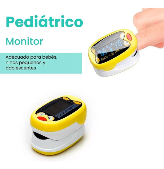 Oxímetro Pediátrico Digital Recargable Infantil Amarillo
