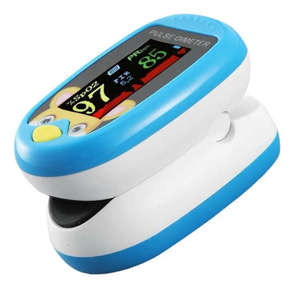 Oxímetro de Dedo Recargable Pulse Oximeer HM03 Celeste Blanco
