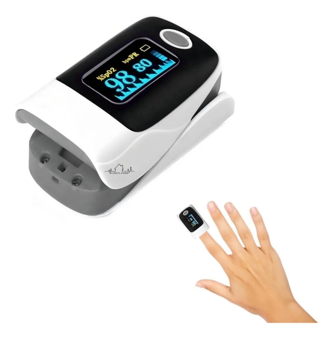 Oximetro Recargable Dedo Usb Clinical Home Gris