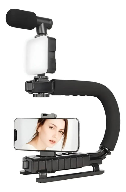 Seisa AY-49U Estabilizador Para Cámara Y Celular Con Luz Control Y Mic