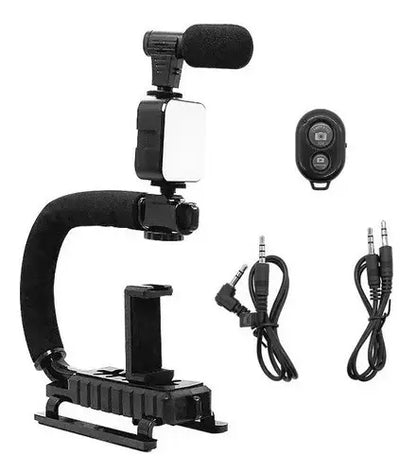 Seisa AY-49U Estabilizador Para Cámara Y Celular Con Luz Control Y Mic