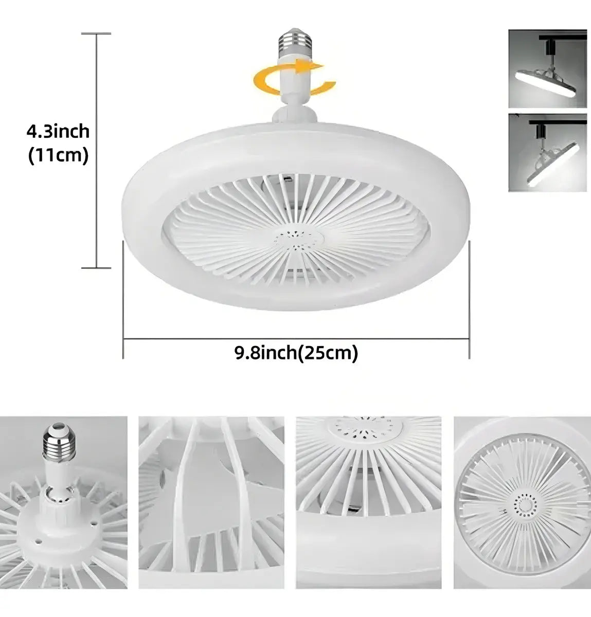 Ventilador De Techo Silencioso ROSALIA Con Luz LED Control Remoto 5 Aspas