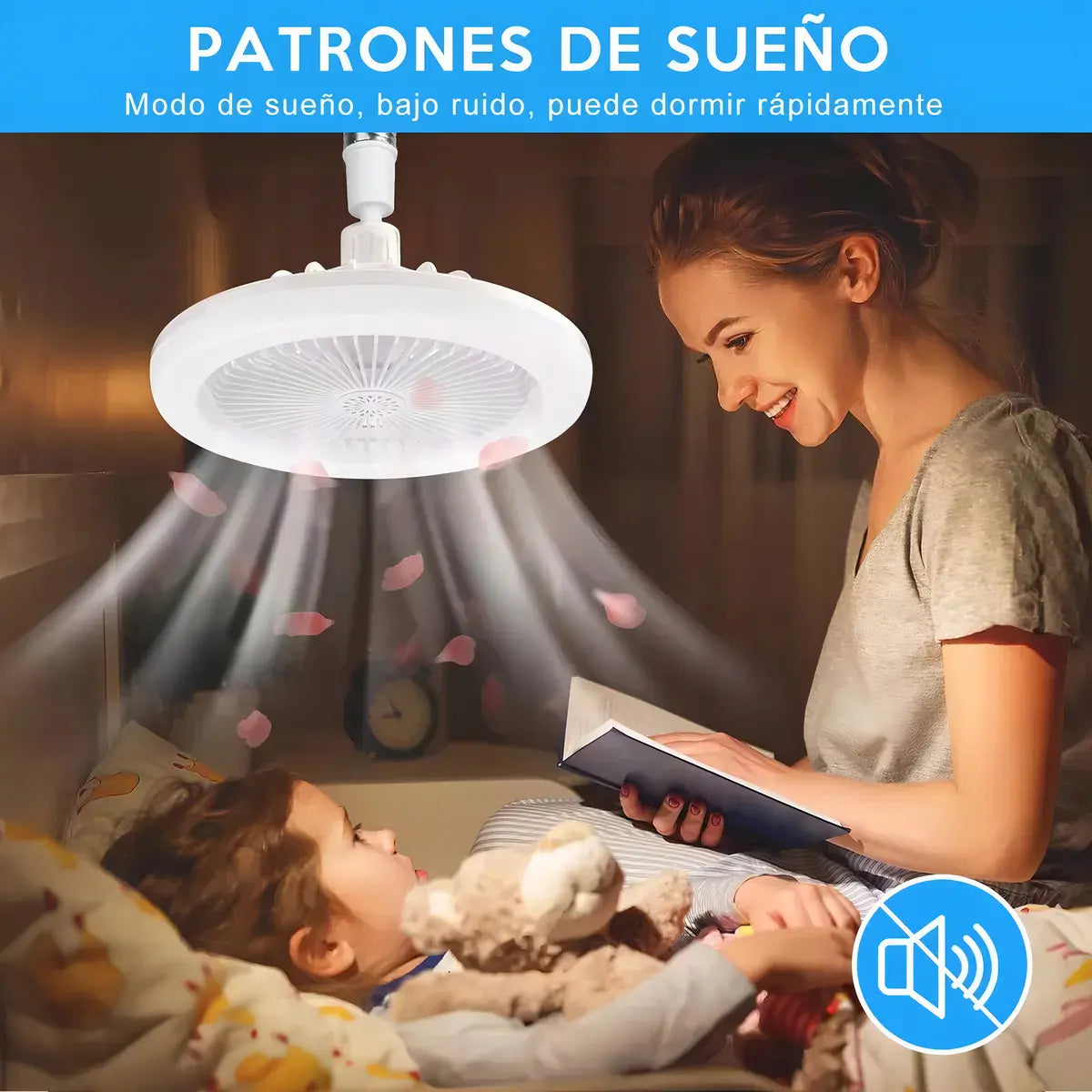 Ventilador De Techo Silencioso ROSALIA Con Luz LED Control Remoto 5 Aspas