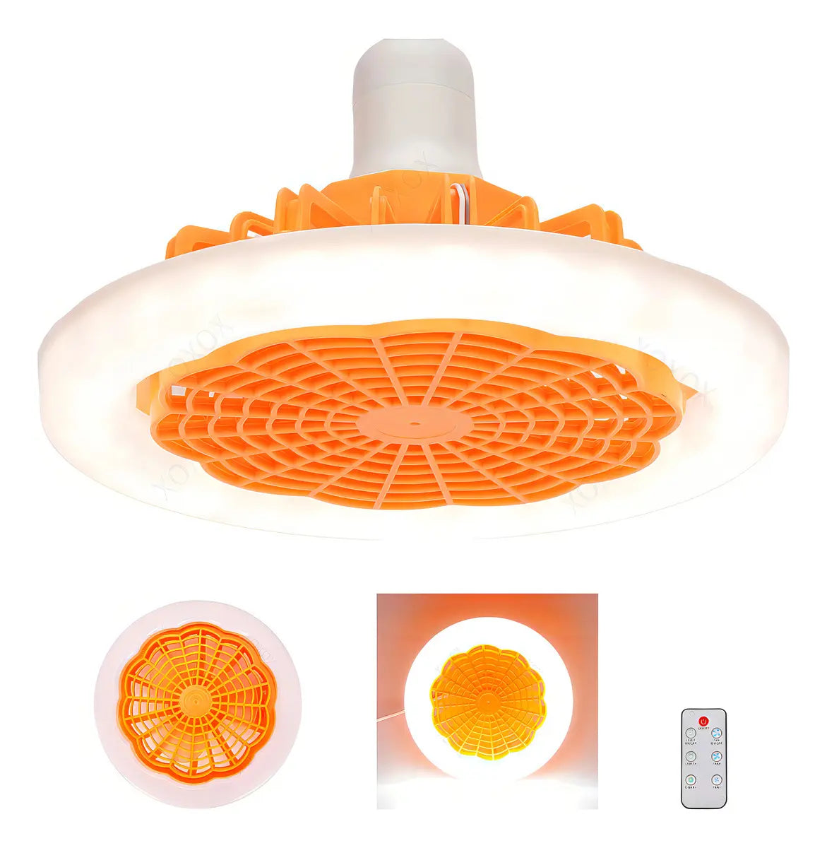 Ventilador Xoxox E27 Luz LED Turbo 5 Aspas Control Remoto 23cm