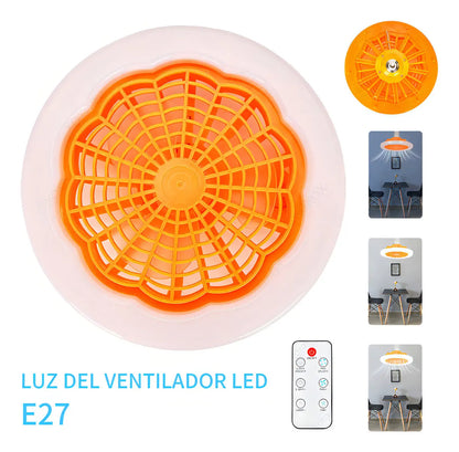 Ventilador Xoxox E27 Luz LED Turbo 5 Aspas Control Remoto 23cm