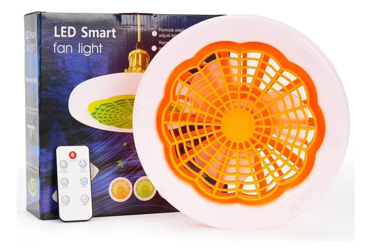 Ventilador Xoxox E27 Luz LED Turbo 5 Aspas Control Remoto 23cm