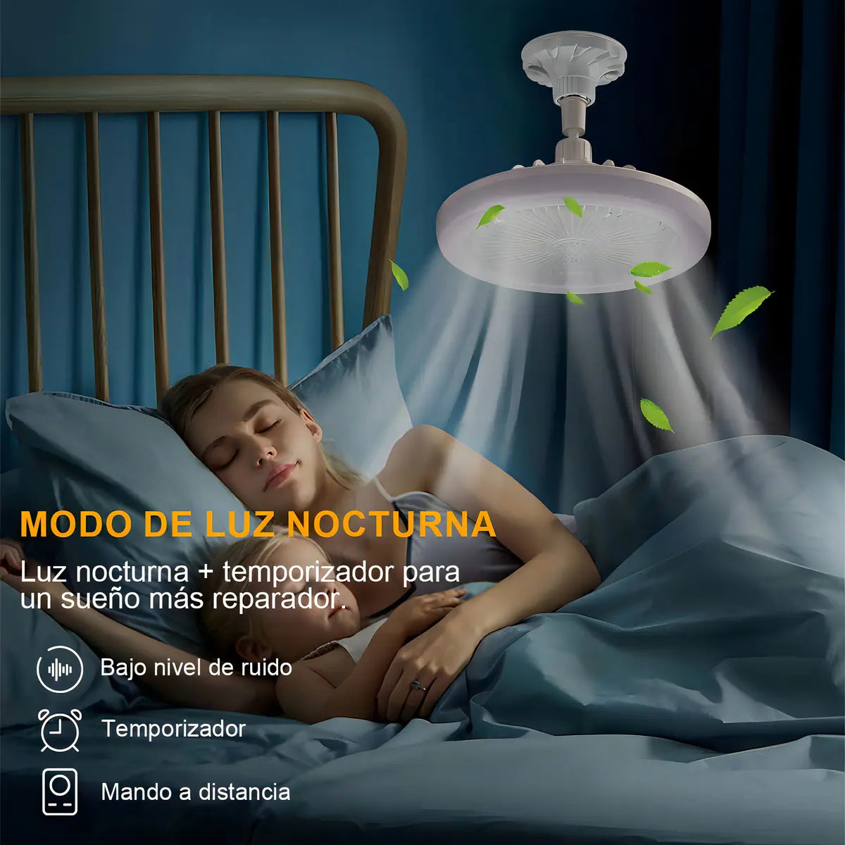 Ventilador de Techo Silencioso Xixi con Luz LED Control Remoto Base E27