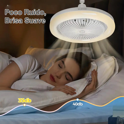 Ventilador de Techo Silencioso Xixi con Luz LED Control Remoto Base E27