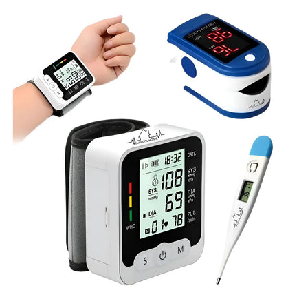 Monitor De Presion Arterial Muñeca Con Oximetro Y Termometro