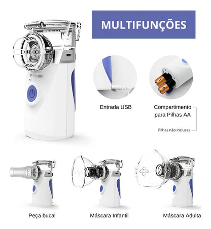 Nebulizador Malla BR Portátil USB Pilha Silencioso