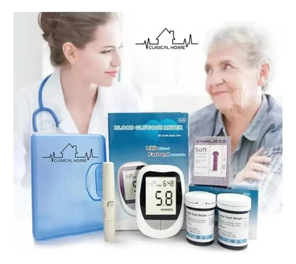 Glucómetro Digital IVD + Termómetro + Oxímetro Clinical Home Azul