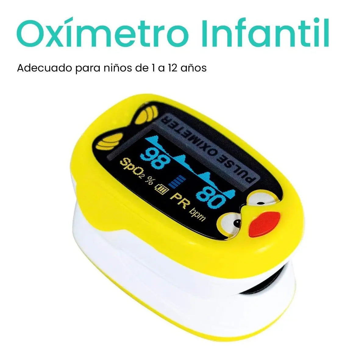 Oxímetro Pediátrico Digital Recargable Infantil Amarillo