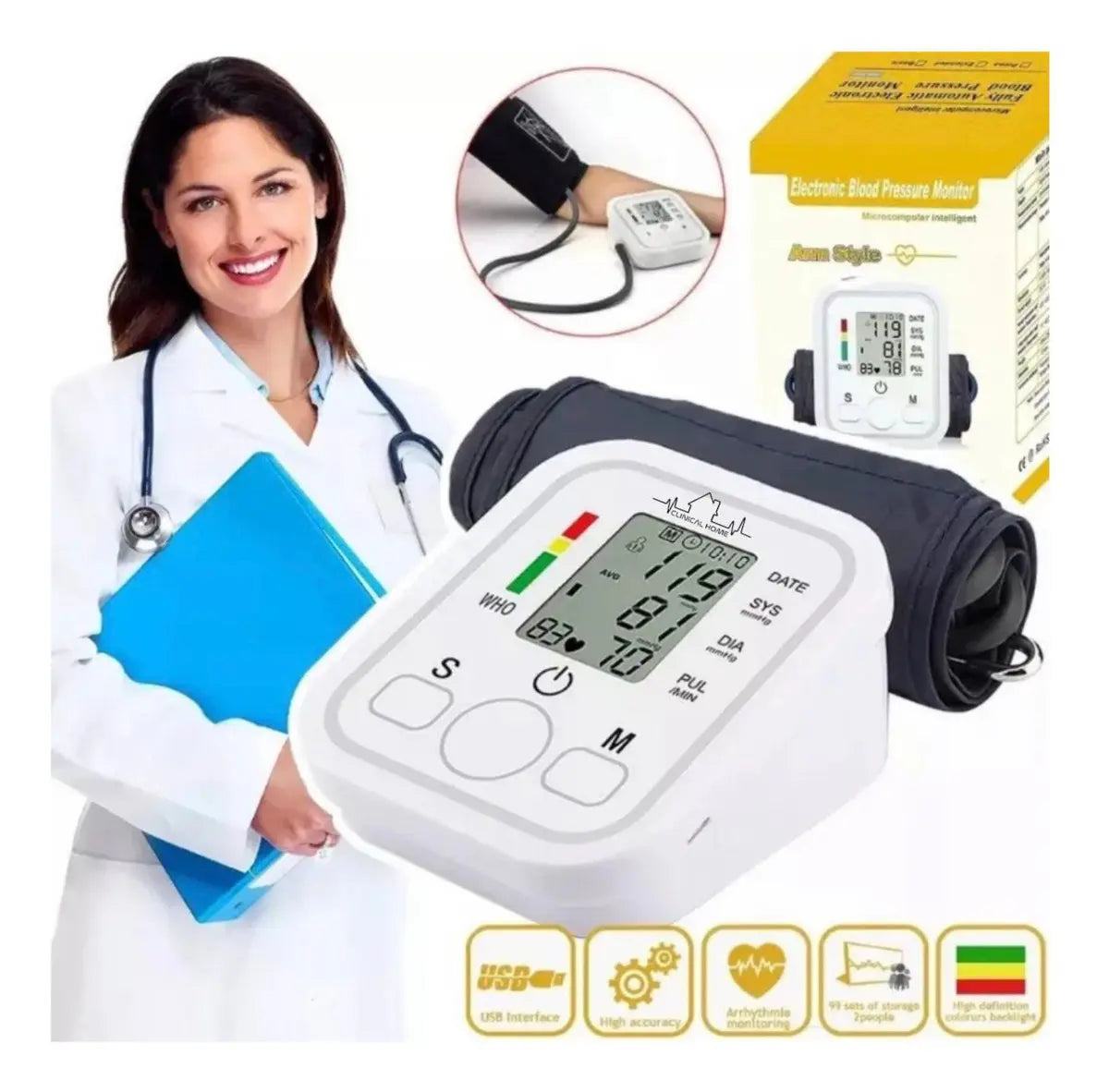 Tensiómetro Digital Automático de Brazo con Voz Blanco