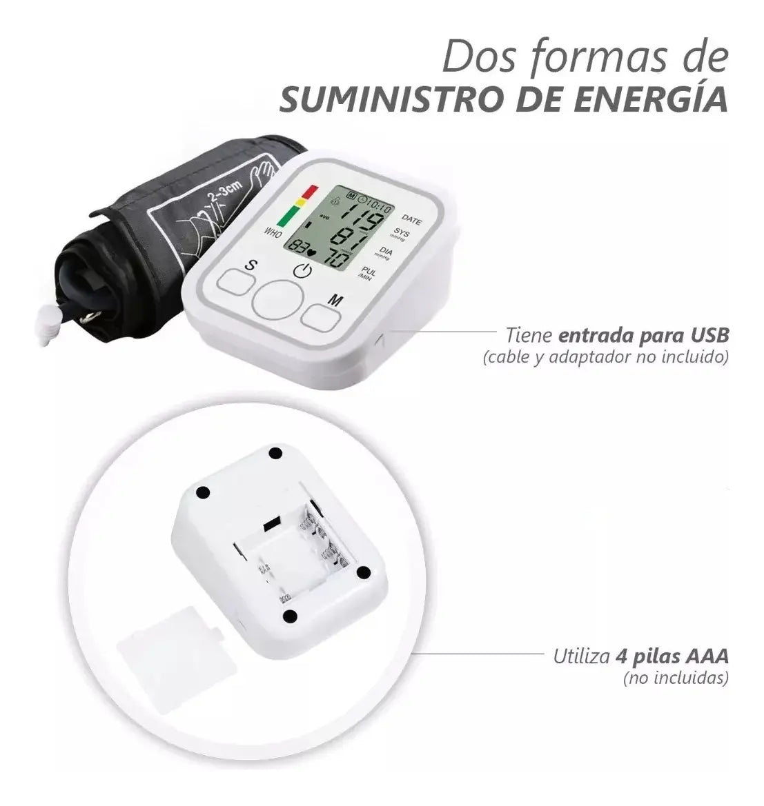 Tensiómetro Digital Automático de Brazo con Voz Blanco