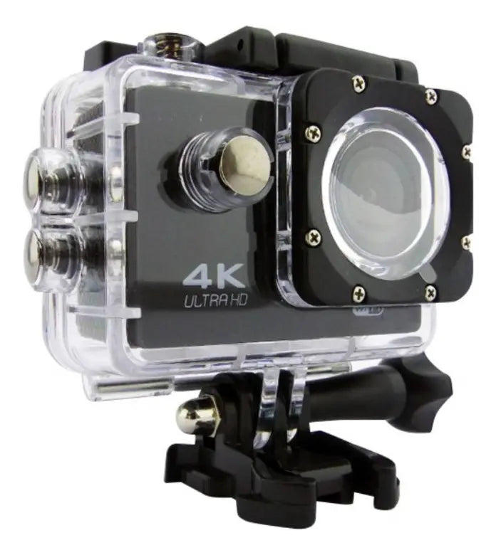 Camara Deportiva 4k Hd Wifi Control Sumergible Tipo Go Pro Plateado